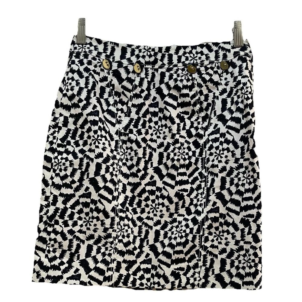 LEIFSDOTTIR by Anthropologie Black and White Geometric Warped Checkboard Print M